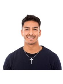 1 Pieza Nuevo Estilo Moda Colgante De Cruz Para Hombre De Acero Inoxidable Y Titanio Con Collar De Cadena De Cuerda, Adecuado Para Joyería De Uso Diario Y Como Regalo Para Hombre