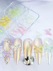 30入組可愛的樹脂蝴蝶結和鑽石釘,適用於diy韓式美甲設計,女性美甲沙龍用品 - 彩色 - 查看 3