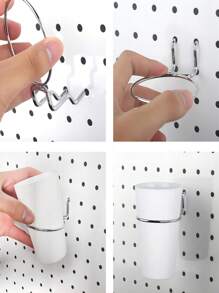 6 Sets Pegboard Hooks With Pegboard Cups, Pegboard Rings With Rings, Pegboard Cup Holder Accessories For Storage (white) - White - View 4