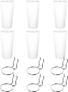 6 Sets Pegboard Hooks With Pegboard Cups, Pegboard Rings With Rings, Pegboard Cup Holder Accessories For Storage (white) - White - View 3