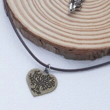 男士和女士手工製作生命之樹吊墜項鍊,鍍黃銅生命之樹首飾