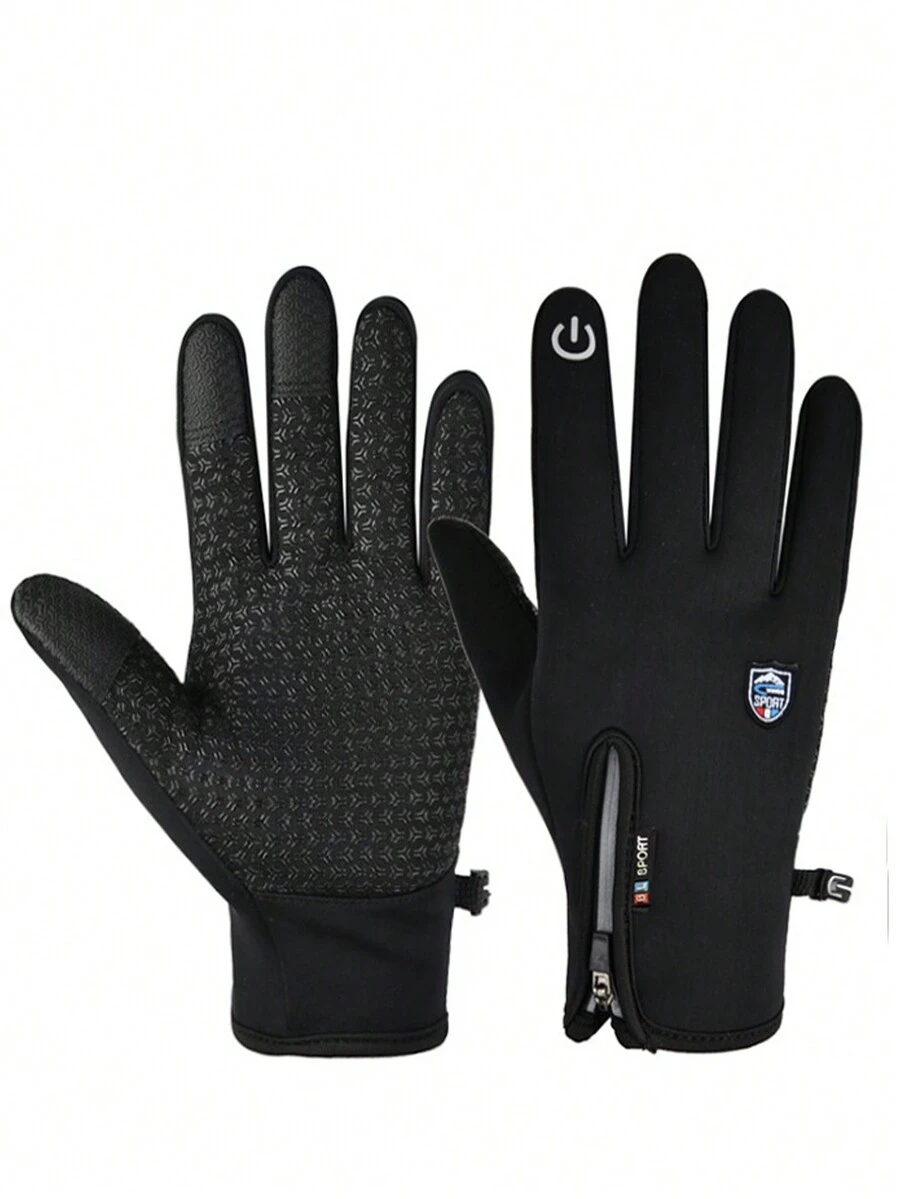 1個男式戶外運動騎行手套,防風,保暖,加厚,觸屏,防水