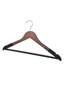 Kit Of 5 Brown Wooden Hangers With Non-Slip Velvet Protection - Rust Brown - View 2