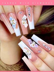 30 件 3D 花卉魅力指甲水钻，适用于丙烯酸指甲装饰、美甲宝石、指甲珍珠水晶、女士指甲鞋装饰 - B