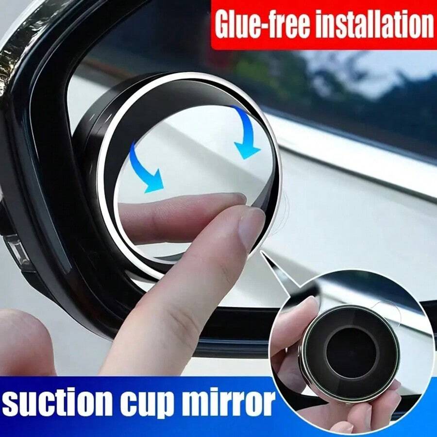 360 ° có thể xoay Độ Nét Cao Chiếu hậu ô tô Gương , Nhấn Phù hợp Nhỏ bé Tròn Gương Đối với Ô tô/xe hơi , Góc rộng Phụ trợ Gương điểm mù - màu đen - Xem 1