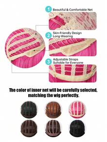 24 吋長直漸層棕色至金色假髮帶瀏海耐熱合成假髮女式髮派對日常角色扮演漸變色合成假髮製作自然外觀的女式假髮 - 彩色 - 查看 10