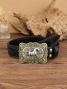 1條女式復古腰帶,適合日常使用 - 黑色 - 查看 2