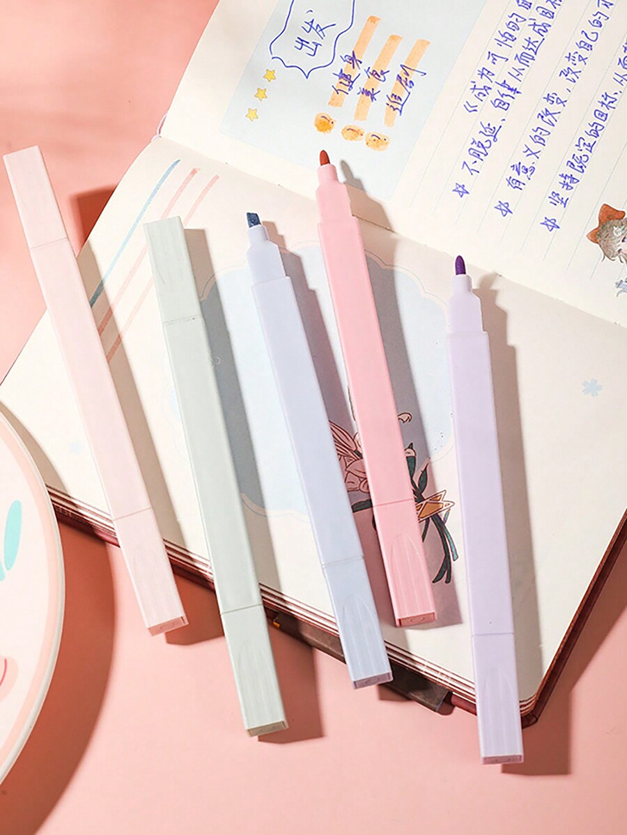 SHEIN X Jess 12pcs Assorted Colors Aesthetic Square Highlighters Pens