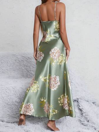 2023 Sexy Ice Silk Women's Summer Thin Strap Sleepwear, Minimalist Sexy Home , High-Grade And Fashionable Long Strap Long Sleep Dress, Christmas