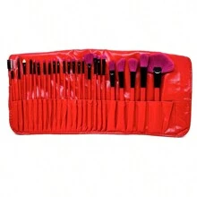 Set Of 24 Soft-Touch Professional Makeup Brushes + Makeup Beauty Gift Case - Red - View 1