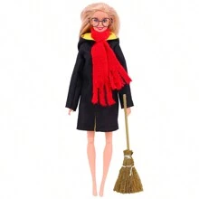 Conjunto De Disfraz De Elfo Que Incluye Bata, Bufanda, Escoba, Accesorio De Muñeca De 11.81 Pulgadas, Para Fiestas De Niños, Regalo De Cumpleaños Y Juguete - Amarillo - Ver 1