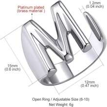 1 Stück Vergoldeter Kühner Initialring, Offener Verstellbarer Personalisierte Siegelring Für Frauen Mit Gravur