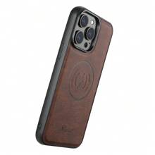 Suteni Da PU phù hợp với ốp lưng điện thoại sạc không dây MagSafe tương thích với iPhone 16 Pro Max 15 Plus 14 13 12 Dành cho Galaxy S25 S24 Ultra S23 S22 Dành cho Pixel 9 Pro XL / Apple Chống nước Chống sốc Chống rơi Chống trầy xước - vải thiều nâu - Xem 5