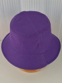 1 pieza Sombrero de sol morado de moda para mujer, sombrero de cubo de unicolor para actividades al aire libre - Morado - Ver 2