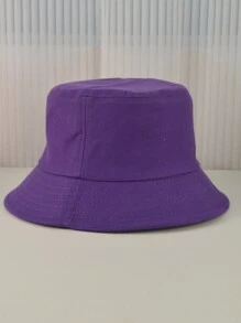 1 pieza Sombrero de sol morado de moda para mujer, sombrero de cubo de unicolor para actividades al aire libre - Morado - Ver 3