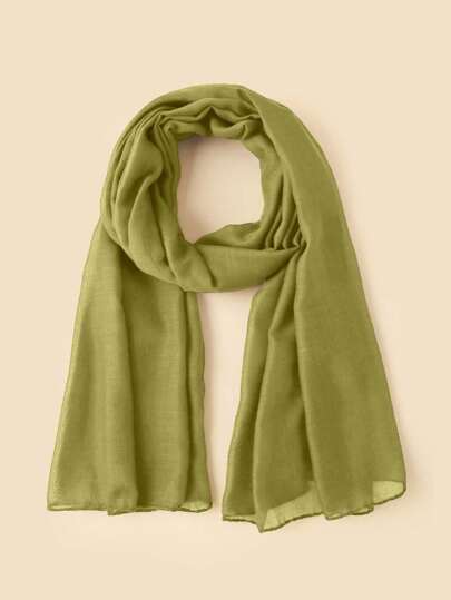 1pc Solid Color Arabic Hijab Scarf, Suitable For Mosque Use