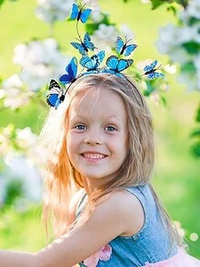 1入藍色蝴蝶精靈派對頭帶,適用於女性,少女,適合美容比賽,婚禮,舞會,生日派對