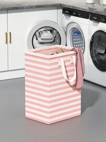 1 件裝粉紅色條紋髒衣籃