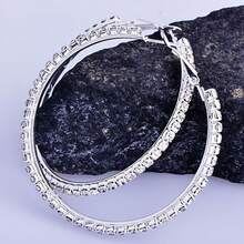 1 đôi Tuyệt đẹp Phong cách Đúng mốt Tròn Pha lê Hoa tai Đối với phụ nữ Bữa tiệc tiệc tùng Đồ trang sức Qủa tặng - Bạc - Xem 4