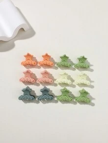 12 件/包 女用磨砂五角星鏈鱷魚髮夾,適合日常和休閒佩戴