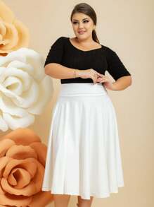 Plus Size Skirts - trắng - Xem 3