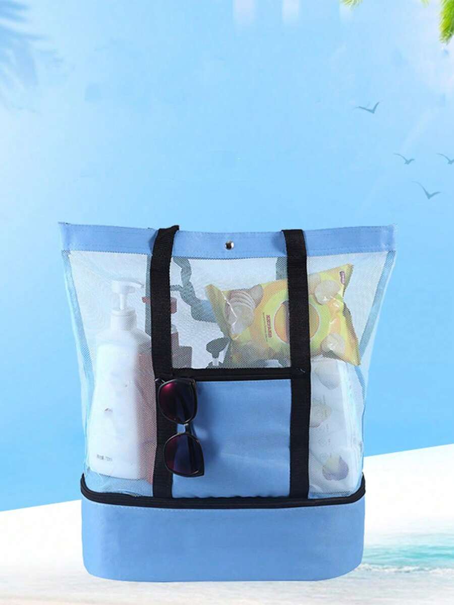 Bolsa De Playa Para Natación De Malla De Gran Capacidad - Azul - Ver 1