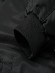 Men's Fleece Collar Bomber Jacket For Sports And Flight Clothing - Black - View 5