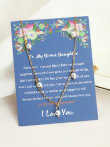 1個女性時尚、簡潔、優雅、五顆珍珠、不鏽鋼鍊式項鍊,作為聖誕和新年送給朋友、家人和女朋友的禮物