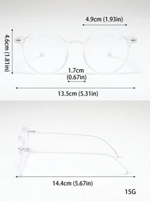 1副男士透明圆形塑料无度数眼镜，适合日常佩戴 - 無色 - 查看 5
