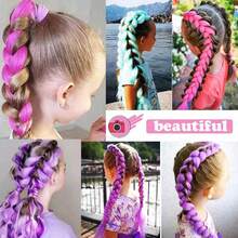 1件时尚女孩纯色巨型辫子假发，高温丝材质，适合都市街舞、嘻哈、个性表演、欧美非洲风、脏辫、日常佩戴、街舞、舞台表演、比赛、海滩摄影 - 摩卡棕 - 查看 3