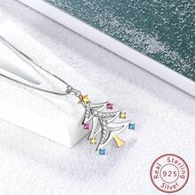 1 件聖誕樹星星項鍊適合女式女孩,彩色閃閃發光水晶聖誕節日服裝首飾,925 純銀 18k 鍍金方晶鋯石精美項鍊吊墜適合媽媽妻子女兒聖誕禮物,日常佩戴