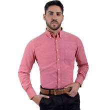 Michel Blanc Bottom Down Casual Dress Shirt - 紅色 - 查看 2