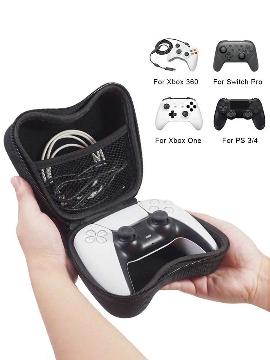 Eva Waterproof & Shockproof Gaming Controller Storage Bag Compatible With Switch Pro/Gamepad  Portable - Black - View 1