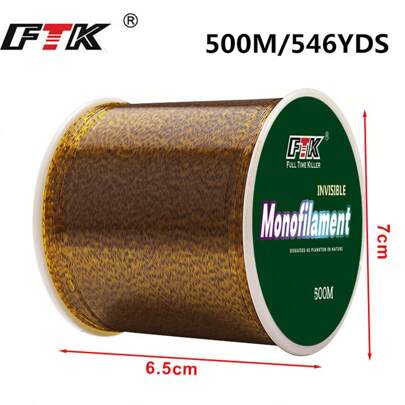 FTK Lenza Da Pesca Maculata Ftk 500m/131 Yard Monofilamento In Nylon Verde Dorato