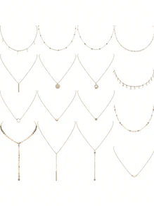 Conjunto De Collar Estilo Bohemio De 16 Piezas Para Uso Diario Y Decoración De Suéter, Otoño/invierno