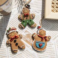 1pc Christmas Gingerbread Man Shaped Resin Decoration, Creative Tree Ornament For Holiday Scene Setting - Coffee Brown - View 5