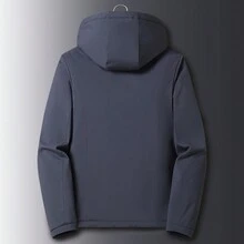 男式加厚冬季戰衣,可拆卸帽子的外套,帶可拆卸內襯 - 深灰色 - 查看 2
