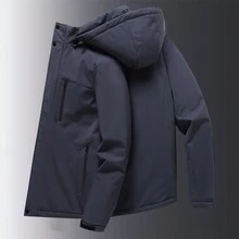 男式加厚冬季戰衣,可拆卸帽子的外套,帶可拆卸內襯 - 深灰色 - 查看 3