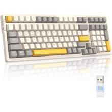 ATTACK SHARK * MAGIC-REFINER RK96 Wireless Mechanical Keyboard, Dual Mode 2.4G/BT5.0 Receiver, 100-Key Hot-Swappable Red Switches Gaming Keyboard With Numeric Keypad, Compatible With PC, Game Consoles, Smartphones - cheese red switch - View 1