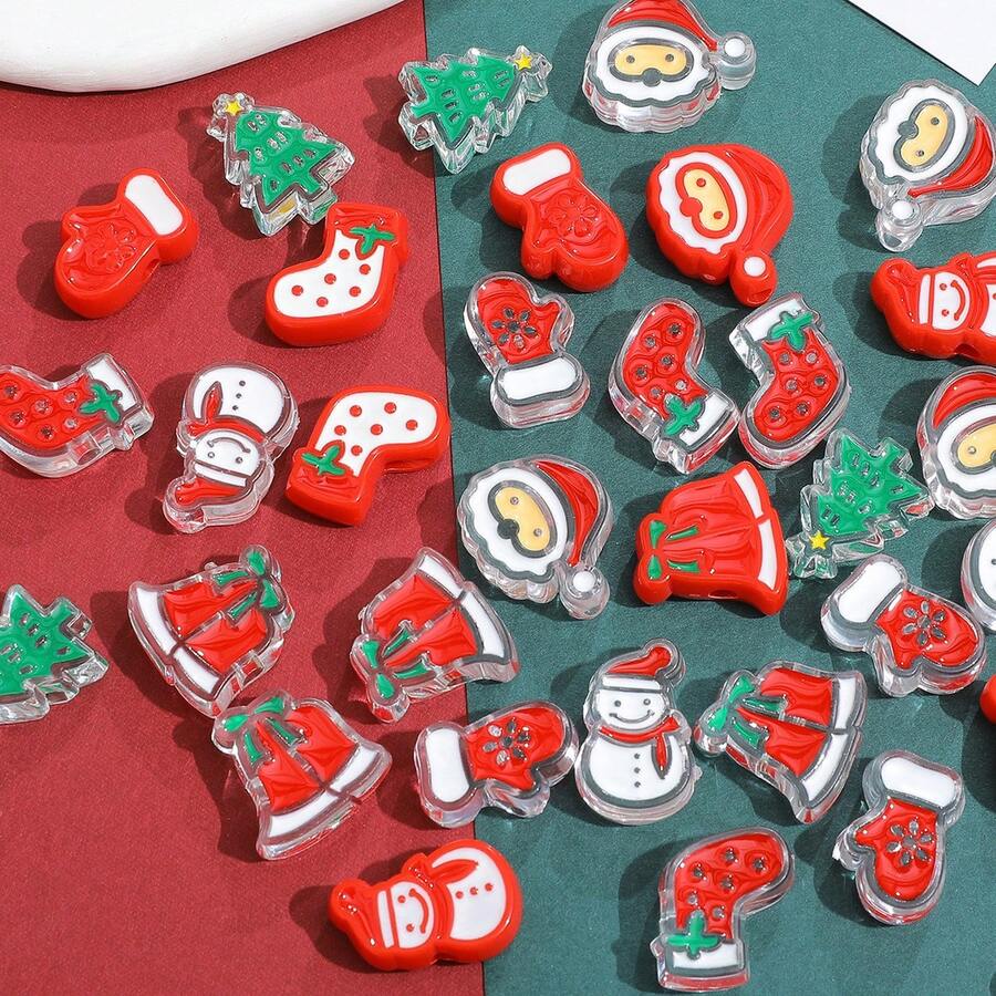 Giáng sinh Theo chủ đề Dầu Nhỏ giọt Hiệu ứng Hạt - Ông già Noen , Người tuyết , Cây thông noel - Lý tưởng Đối với DIY Điện thoại Dây đeo - Hạt màu giáng sinh-10 miếng - Xem 1