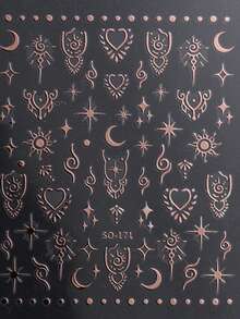 1 Pieza Pegatina Para Decoración De Uñas Estilo Retro - Oro rosa - Ver 9