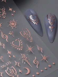 1 Pieza Pegatina Para Decoración De Uñas Estilo Retro - Oro rosa - Ver 5