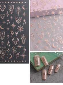 1 Pieza Pegatina Para Decoración De Uñas Estilo Retro - Oro rosa - Ver 1