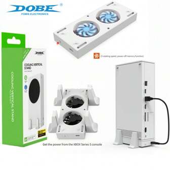 1 Set DOBE TYX-0658 White Base With LED Indicator Cooling Fan Stand For X-Series S Console