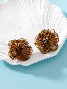 1對浪漫優雅布質花卉耳環,女性婚禮禮物