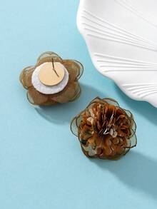 1對浪漫優雅布質花卉耳環,女性婚禮禮物