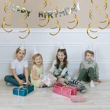 6入組金箔漩渦吊飾,閃亮的天花板裝飾適用於生日、嬰兒派對、訂婚、婚禮、周年紀念、畢業典禮、聖誕節和感恩節