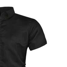 Camisa Hombre Slim Fit Strech Manga Corta Equipo De Trabajo - Negro - Ver 3