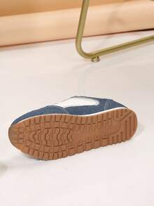 經典的agan Pu平底休閒舒適牛仔藍乾鞋,布織鞋帶 - 藍色 - 查看 7