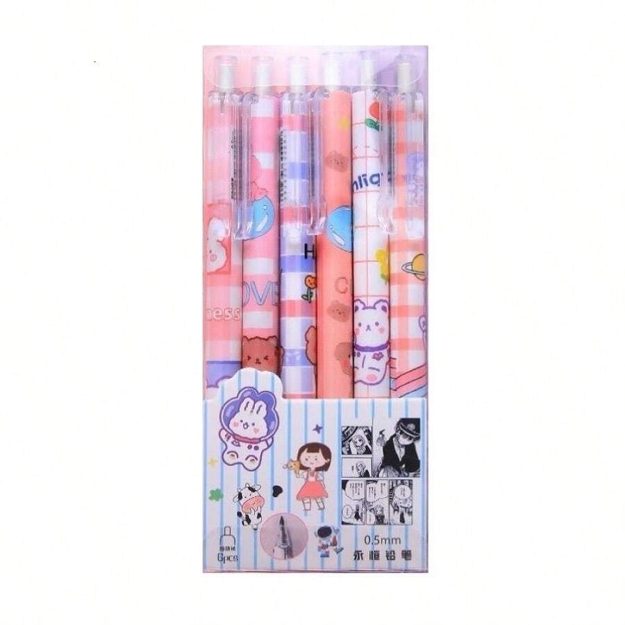 6 Pieces Pack Of Retractable Pencils - Pink - View 1